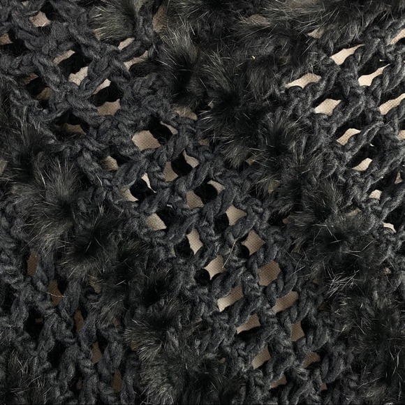 éva éva | NWT Black Knitted Rabbit Fur Poncho - Picture 5 of 12